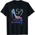 thumbnail image 1 of Women It's My 57th Purple Shoe Crown Happy 57th birthday T-Shirt Black, 1 of 5