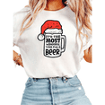 thumbnail image 1 of Women Its The Most Wonderful Time For A Beer Graphic Tees Cotton Crew Neck Printed T Shirt Tops White S-5XL, 1 of 4