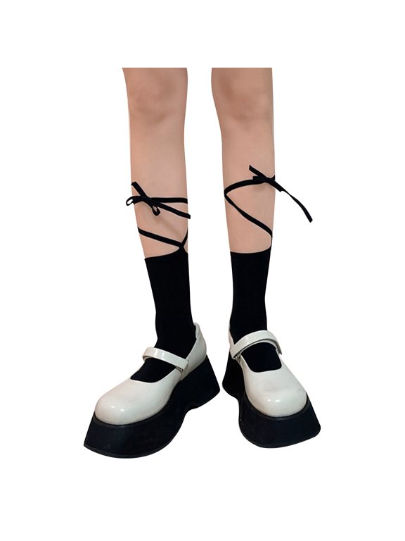 Women JK Lolitas Ankle High Socks Japanese Crosses Socks Calf Socks Bandage Middle Tube Socks