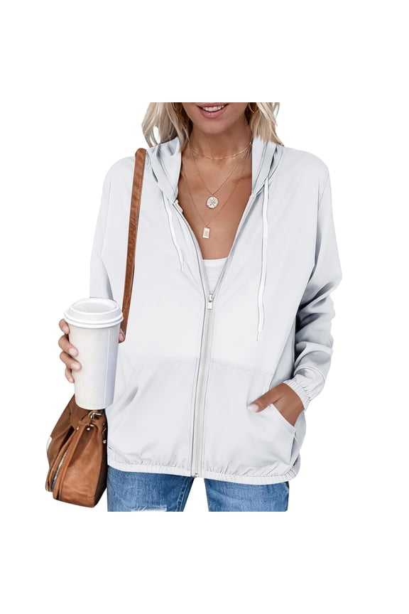 Women Jacket, 2026 New Long Sleeve Lightweight Breathable UPF Sun Protection Jacket with Double Pockets and Zippered Front, Perfect for Spring, Summer, and Fall.