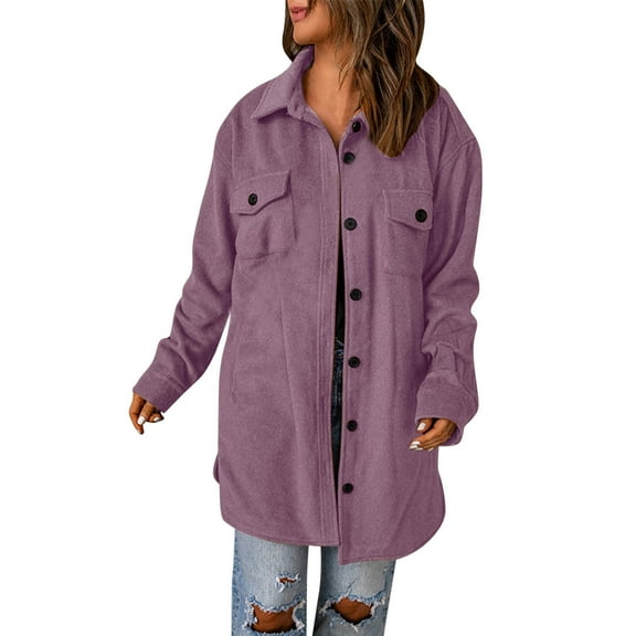 Women Jacket Corduroy Button Down Shirts Oversized Long Sleeve Boyfriend Shackets Outerwear Trendy Clothes