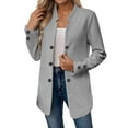 thumbnail image 1 of Women Jacket Double Long Sleeve Notched Collar Blazer Loose Fit Outwears Gray, 1 of 6