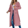 thumbnail image 1 of Women Jacket Double Breasted Trench Coat Elegant Long Sleeve Lapel With Belt 2025 Fall Coat, 1 of 5
