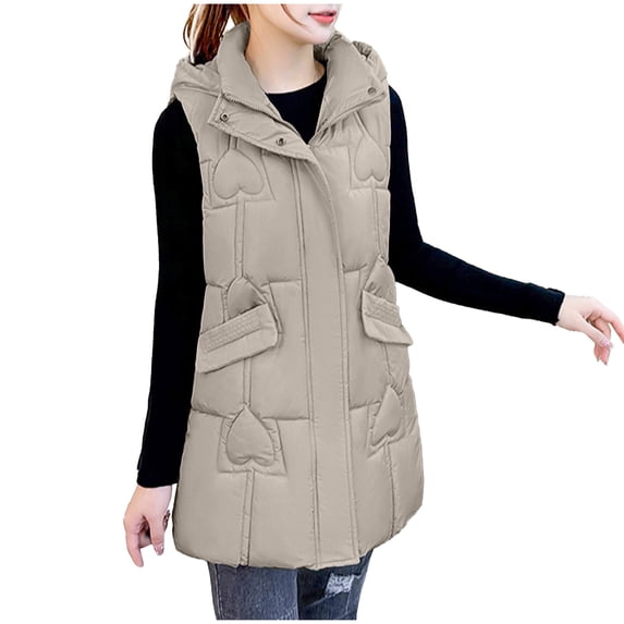 Women Jacket Fashion Pocket Coat Long Jacket Winter Sleeveless Down Cotton Waistcoat Fall Lightweight Jacket for Women Trendy Casual Puffy Comfortable Vests