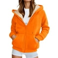 thumbnail image 1 of Women Jacket Fleece Lined Zipper Hoodie Oversize Solid Warm Hooded Sweatshirt With Pocket Outwears Jackets, 1 of 5