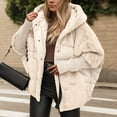 thumbnail image 1 of Women Jacket Hooded Thick Solid Padded Coat Fuzzy Wool Button Down Patchwork Coats (Beige XL), 1 of 6