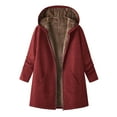 thumbnail image 1 of Women Jacket Lightweight New Long Zip up Hoodie Women Long Sleeve Fleece Lined Jacket Casual Hooded Warm Winter Coat with Pockets Red XXL, 1 of 6