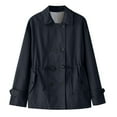thumbnail image 1 of Women Jacket Lightweight New Womens Cropped Trench Coat Casual Double Breasted Lightweight Short Jacket Fall Fashion Outerwear Black M, 1 of 9