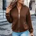 thumbnail image 1 of Women Jacket Outdoor Baeitkot Women Solid Color Jacket Outdoor Loose with Pocket Coat Brown XXL, 1 of 6