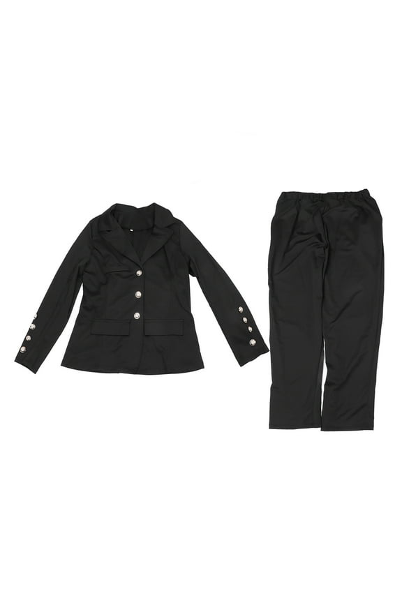Women Jacket Pants Business Suit Slim Fit Comfortable Breathable Solid Color Office Work Suit Set Black M