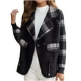 thumbnail image 1 of Women Jacket Plaid 2025 Black Knitted Cardigan Casual Long Sleeved Coat L, 1 of 7