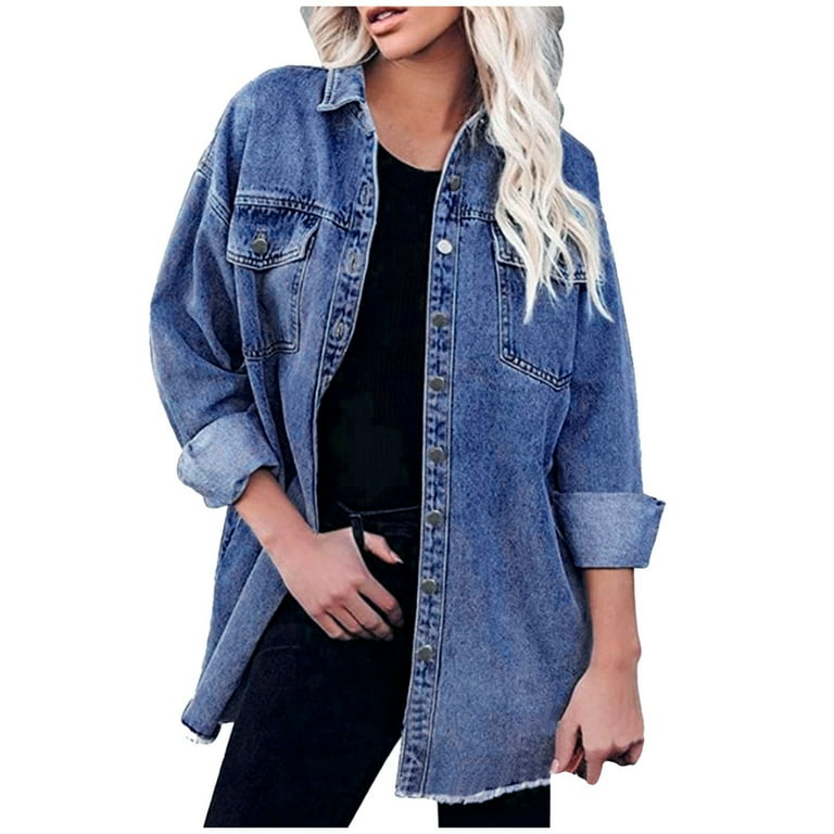 Women Jacket Short Jackets for Women Casual Solid Color Lapel Navy Jacket Walmart