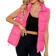 thumbnail image 1 of Women Jacket Solid Color Sleeveless Jacket Mid To Long Style Stand Up Collar Warm Down Thick Jacket Plus Size Lightweight Jackets Puffy Cooling Vests for Woman, 1 of 9
