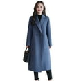 thumbnail image 1 of Women Jacket Turn-down Collar Pockets Solid Color Double-breasted Loose Fit Overcoat Thermal Long Sleeved Commuting Dating Spring Fall Winter Coat, 1 of 8