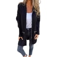 thumbnail image 1 of Women Jacket Windbreaker Style Hooded Drawstring Waist Zippered Pockets Solid Color Zip-up Thermal Long-Sleeved Biking Hiking Workout Spring Fall Winter Coat, 1 of 8