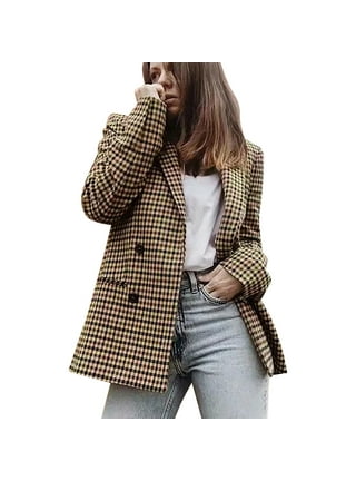 Long plaid blazer womens hotsell