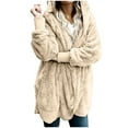 thumbnail image 1 of Women Jacket Winter Clearance,Women's Fleece Jacket Fuzzy Hooded Casual Coats Cardigan Sweaters with Pokets, 1 of 8