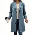 thumbnail image 1 of Women Jacket Women's Solid Casual Thicken Wool Stand Collar Inner Lining Pocket Breasted Pea Mao Coat Jackets for Women Sweatshirt for Women Open Front Cardigan for Women, 1 of 6
