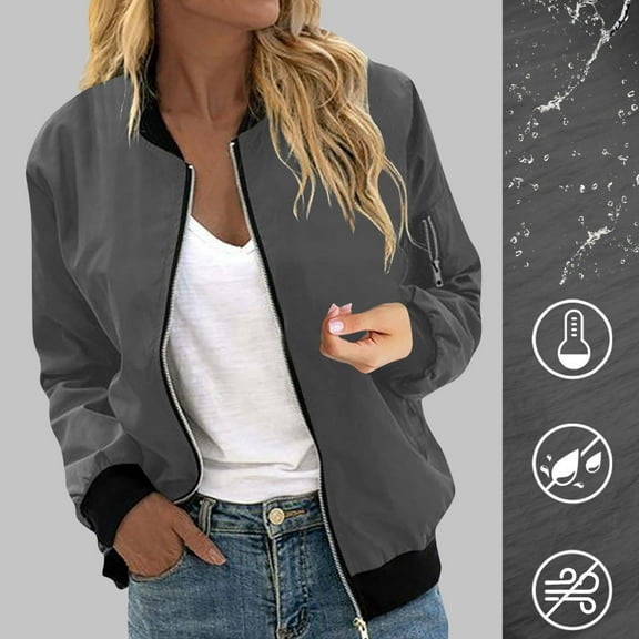 Women Jacket Women's Solid Color Pocket Zipper Waterproof Windproof And Rainproof Lightweight Jacket Coat Fall Jacket Women Oversized Sweatshirt for Women