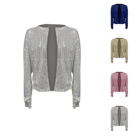 Women Jackets Fall Jacket Women's High-Quality Sequin Vest - Solid Color Stand Collar Short Jacket, Versatile Autumn Winter Outerwear