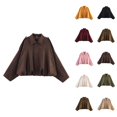 thumbnail image 1 of Women Jackets Fall Jacket Women's Oversized Suede Jacket - Spring Lapel Coat Casual Long Sleeves, Streetwear Outerwear, 1 of 3
