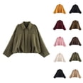 thumbnail image 1 of Women Jackets Fall Jacket Women's Oversized Suede Jacket - Spring Lapel Coat Casual Long Sleeves, Streetwear Outerwear, 1 of 8