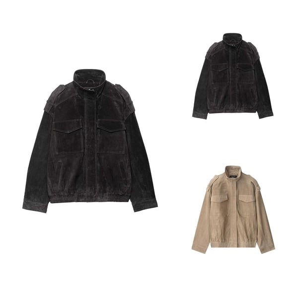 Women Jackets Lightweight Jacket Women Women's Autumn And Winter Street Retro Suede Texture Leather Jacket