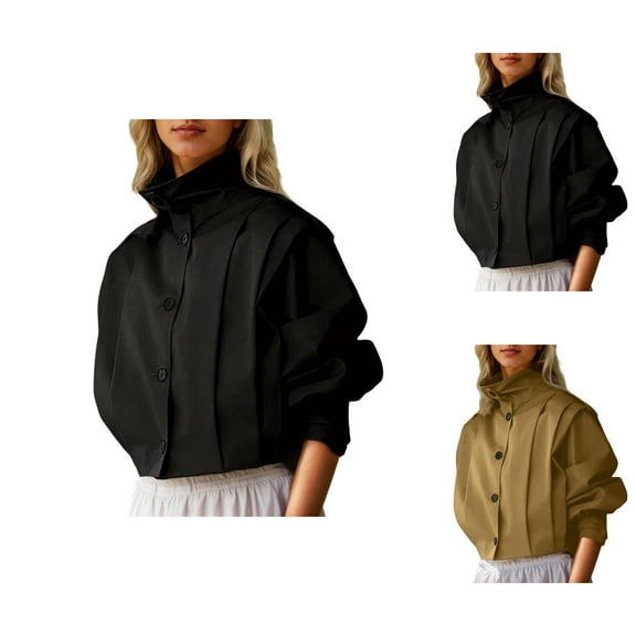 Women Jackets Lightweight Jacket Women Women's Denim Jacket Stylish Casual Long Sleeve - Lapel Jacket With Pleated Design, Everyday Wear Outerwear