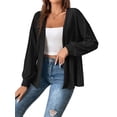 thumbnail image 1 of Women Jackets Solid Color Long Sleeve Open Front Regular Jacket Black S, 1 of 7