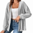 thumbnail image 1 of Women Jackets Solid Color Long Sleeve Open Front Regular Jacket Gray S, 1 of 7