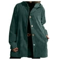 thumbnail image 1 of Women Jackets Winter Jackets for Women Women's Corduroy Shacket Jacket Button Down Shirts Fall Long Sleeve Coat With A Hat, 1 of 6