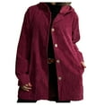 thumbnail image 1 of Women Jackets Winter Jackets for Women Women's Corduroy Shacket Jacket Button Down Shirts Fall Long Sleeve Coat With A Hat, 1 of 5