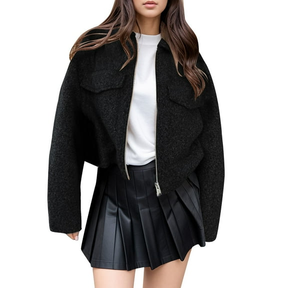 Women Jackets Winter Jackets for Women Women's Distressed Denim Jacket - Cropped Trucker Jacket With Adjustable Cuffs, Casual Autumn Winter Outerwear