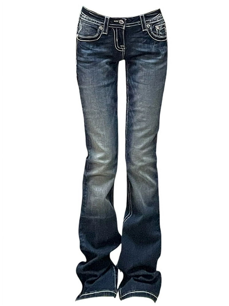 パンツ SLIDER 5pocket bell-bottom denim Y2K High Waisted Flare Jeans: Y2K Patterned Denim Bell Bottoms