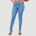 thumbnail image 1 of Women Jeans Fashionable High Waisted Hip Hugging Oversized Elastic Tight Fitting Washed Small Leg Jeans Loose Boyfriends Jeans Denim Pants Blue,10, 1 of 5
