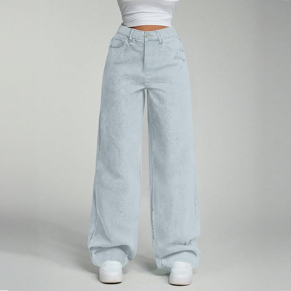 Women Jeans High Waisted Denim Pants Elastic Waist Stretchy Loose Curvy Denim Pants