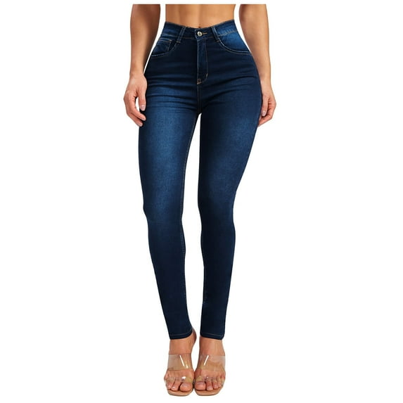 Women Jeans High Waisted Skinny Jeans for Women High Waisted Slim Fitting Trendy Classic Stretchy Denim Pants Jean Leggings Jeggings with Pockets S-26 Dark Blue S