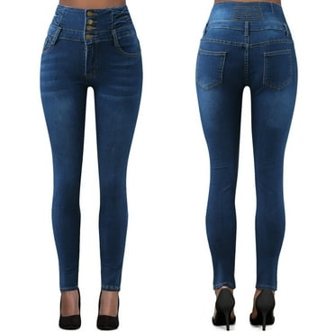 Women Jeans High Waisted Stretchy Curvy Skinny Curvy Zip Comfortable Lightweight Casual Jeans Blue L