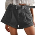 thumbnail image 1 of Women Jeans Shorts Cuffed Hem Vintage Botton Down Teen Girls 2025 Summer Casual Comfy Denim Short Pants with Pockets, 1 of 8