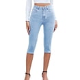 thumbnail image 1 of Women Jeans Trendy High Waisted Slim Fit Stretch Denim Jeans Light Blue S, 1 of 9
