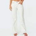 thumbnail image 1 of Women Jeans Wide Leg Cargo Jeans Mid Rise Stretch Full Length Denim Trousers with Pockets, 1 of 6