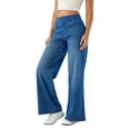 thumbnail image 1 of Women Jeans Y2K Sweatpants That Look Like Jeans High Waisted Stretchy Pull On Wide Leg Denim Pants with Pocket, 1 of 4
