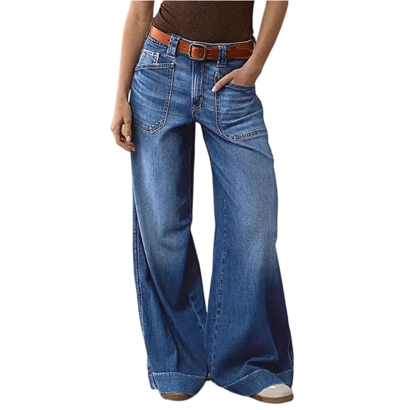 Women Jeans Y2k Wide Leg Denim Jeans High Waist Casual Loose Fit Long Trousers With Five Pockets And Belt Loops For Everyday Wear Pantalones De Mujer