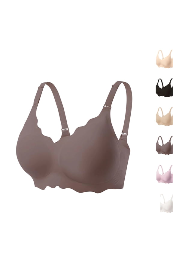 Women Jelly Bras No Underwire Scalloped Push Up Buttery Soft Tshirt Bra Seamless Full Coverage Convertible Everyday Bra Gray 38