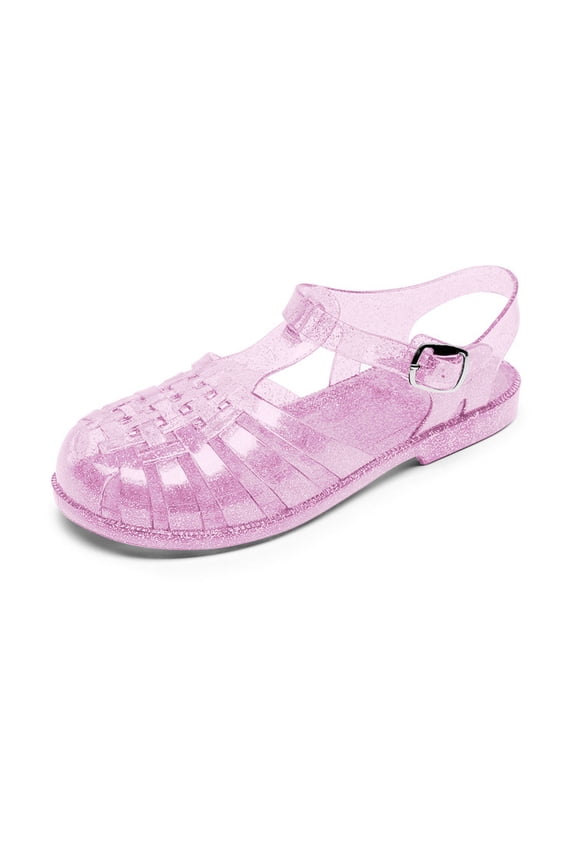 Women Jelly Mesh Ballet Sandals Low Heel On Comfortable Beach Shoes For Adult Summer Clear Hollow Ballerina