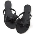 thumbnail image 1 of Women Jelly flip Flop Bow Sandals-Beach Flat Rivets Rain Ankle Strap Thong Black, 1 of 5