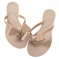 thumbnail image 1 of Women Jelly flip Flop Bow Sandals-Beach Flat Rivets Rain Ankle Strap Thong Nude, 1 of 5