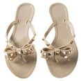 thumbnail image 1 of Women Jelly flip Flop Bow Sandals-Beach Flat Rivets Rain Ankle Strap Thong Nude, 1 of 5