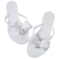 thumbnail image 1 of Women Jelly flip Flop Bow Sandals-Beach Flat Rivets Rain Ankle Strap Thong wedding Sandals White, 1 of 5
