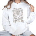 thumbnail image 1 of Women Jesus And American Veteran Graphic Soft Everyday Cotton Tee Christian Religious T Shirt Top Hooded long-sleeved White S-2XL, 1 of 6
